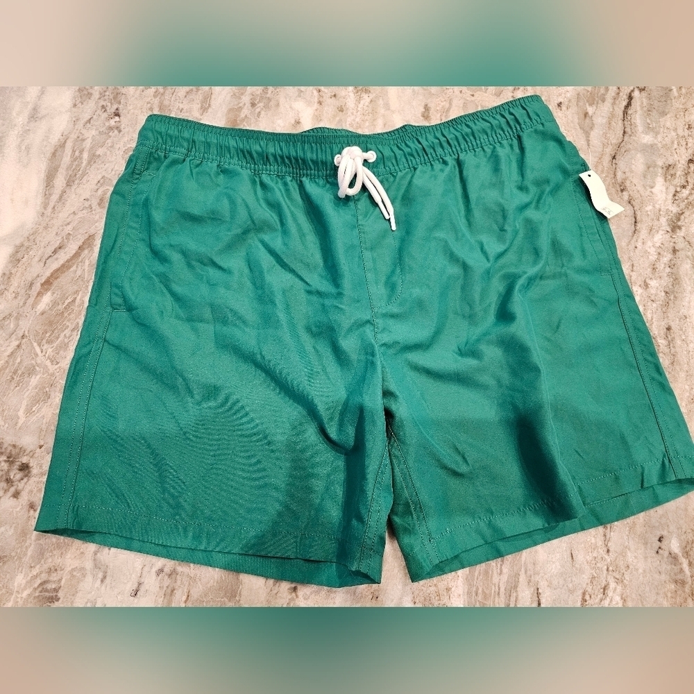 NEW! Amazon Essentials Men's Relaxed-Fit Quick-Dry Swim Trunk Green XL